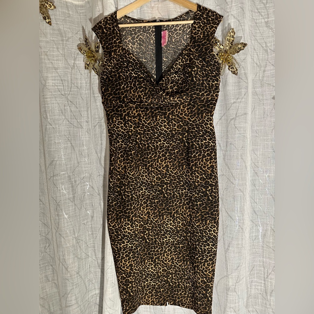 Pinup Couture Brown and Black Bodycon Midi Dress Size XL